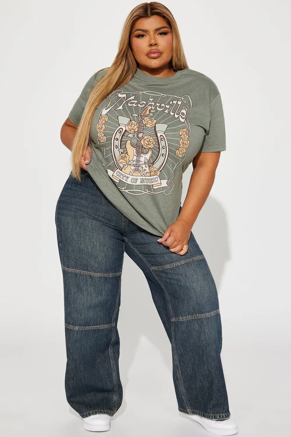 Music Row Nashville Graphic Tee - Sage