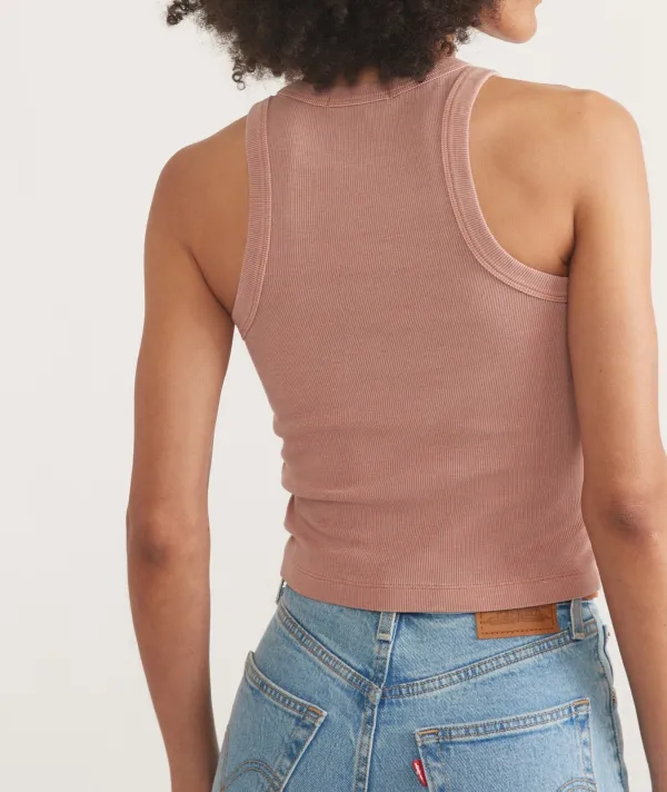 Blush Pink High Neck Crop Tank