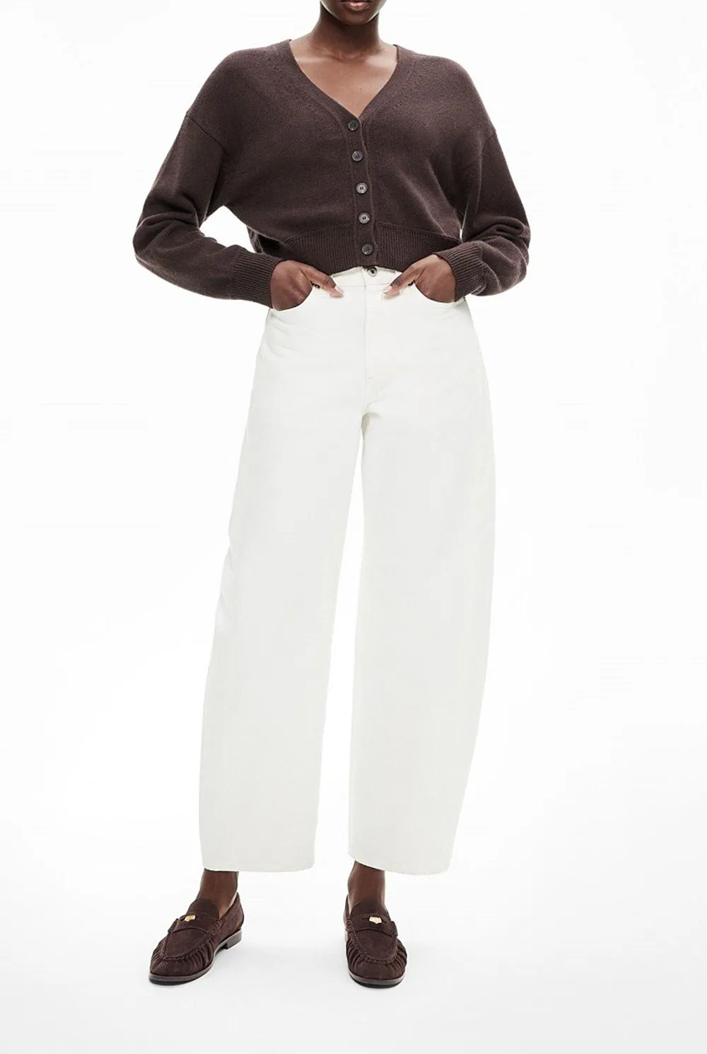 Simple V-Neck Button-Up Knitted Sweater