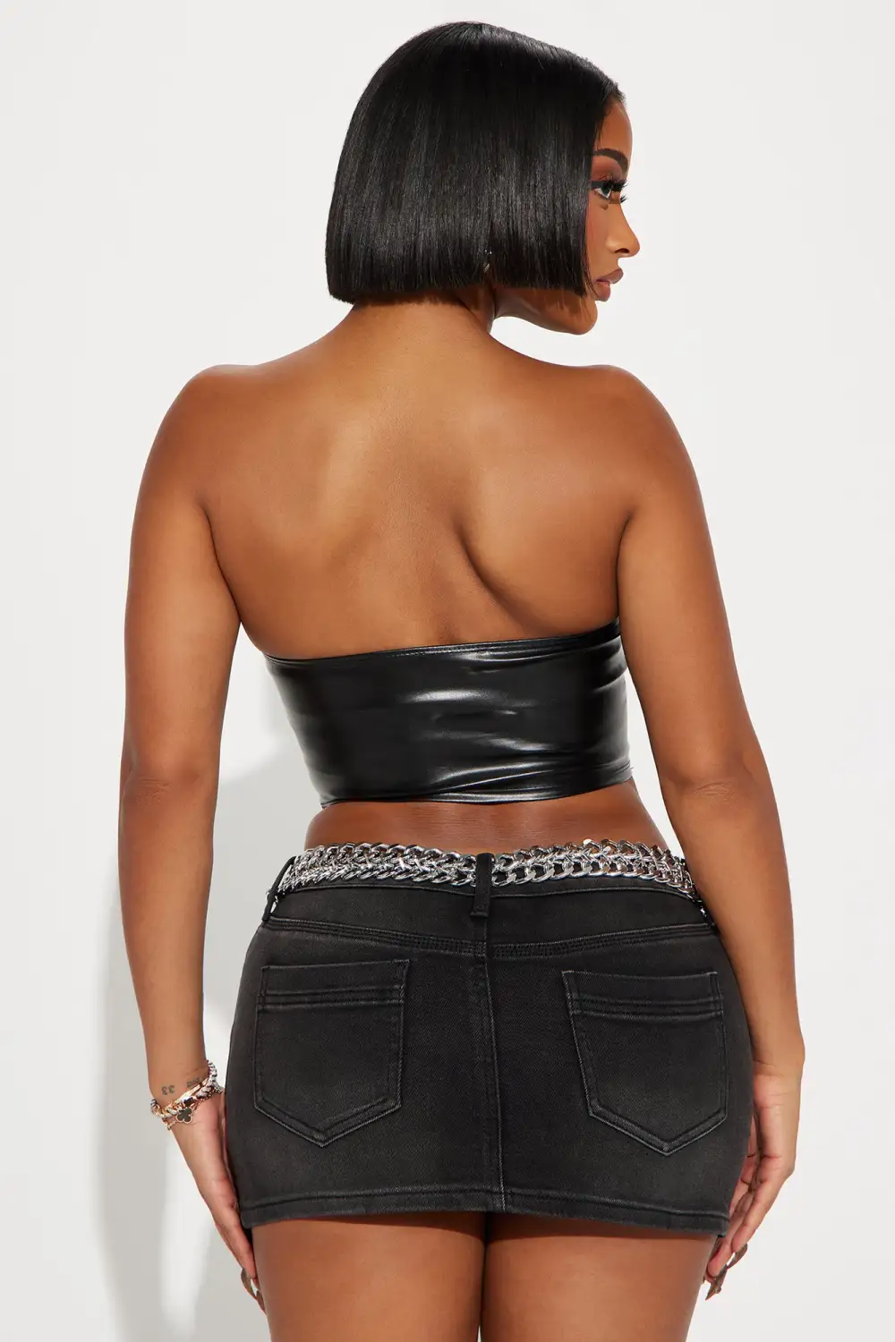 Caught Up In You Faux Leather Top - Black