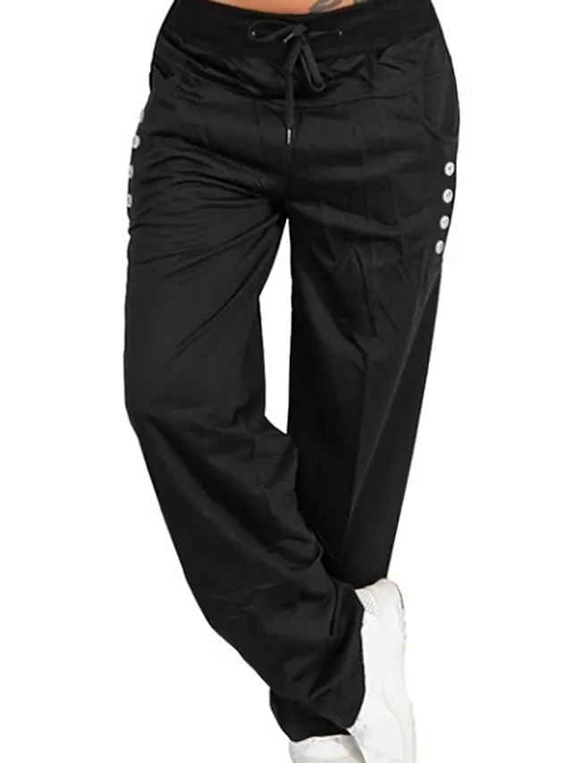 Women's Sweatpants Joggers Solid Black Dark Navy Light Grey Sporty Casual Lounge Daily Vacation Weekend Micro-elastic Full Length Solid Color L  4XL