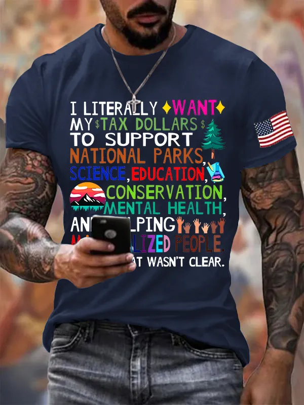 Men'S T-Shirt Men'S Support National Parks Printed Round Neck T-Shirt