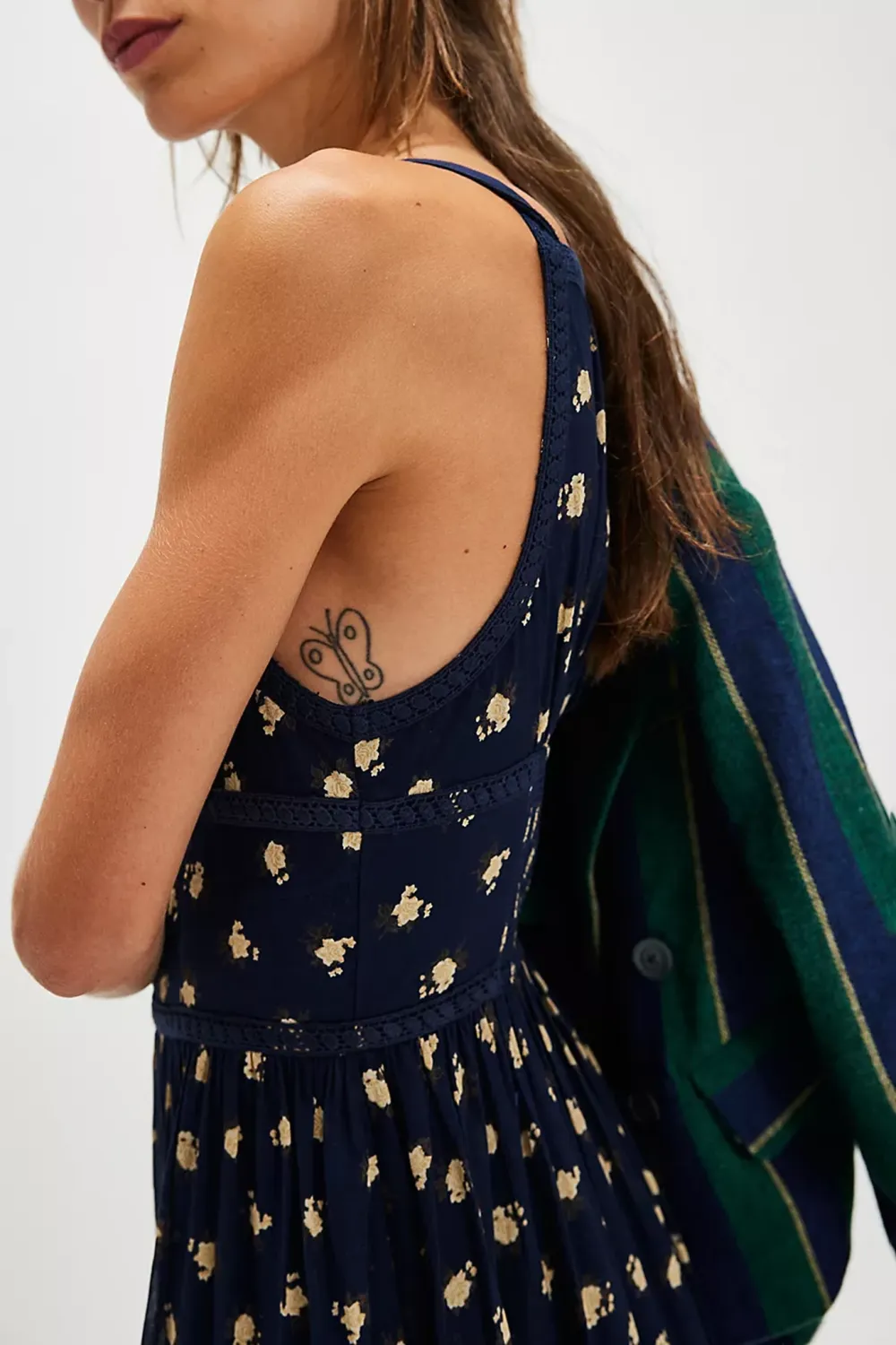 Long Sleeve Floral Print Tiered Midi Dress