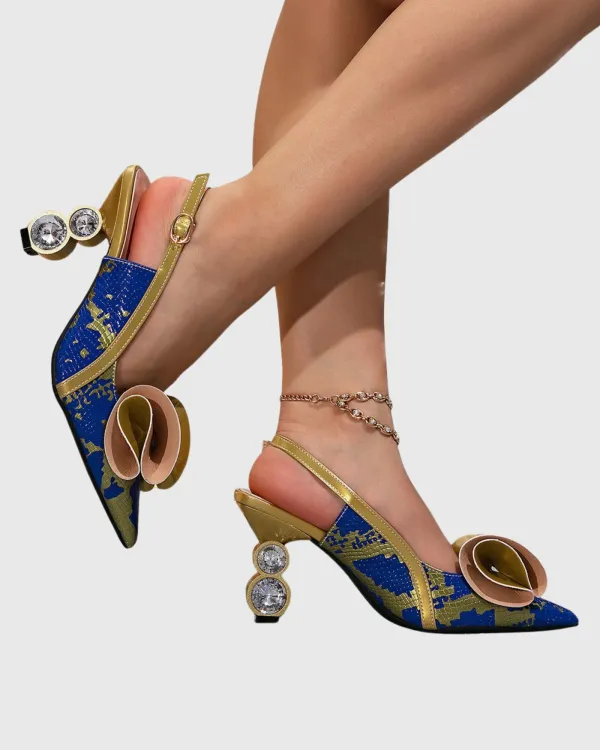 Print Bow Slingback Pumps