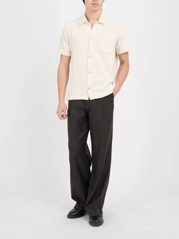 Cream Casual Style Short Sleeve Shirt