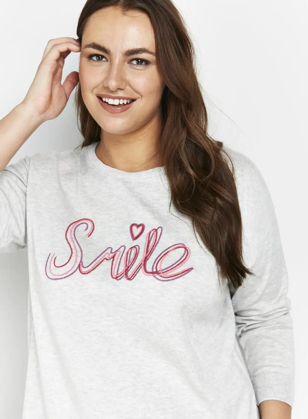 Evans Grey 'Smile' Slogan Jumper