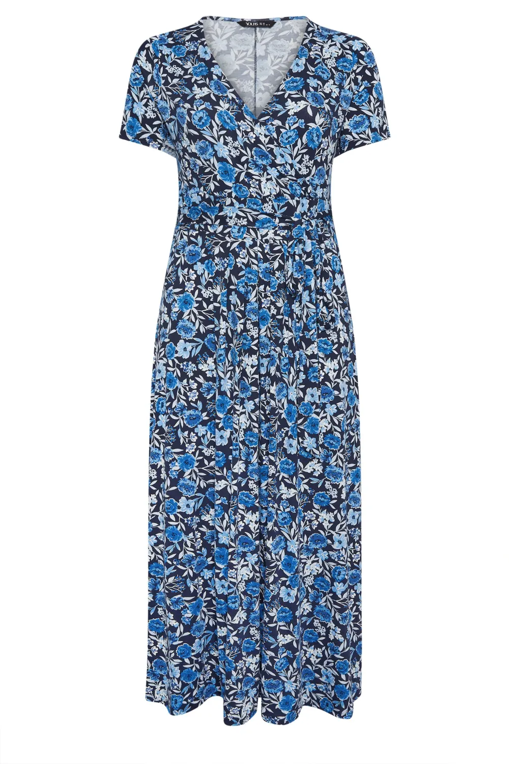 YOURS Curve Navy Blue Floral Print Wrap Maxi Dress