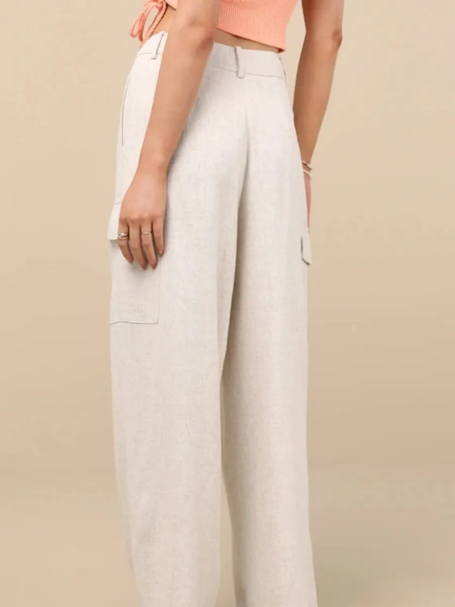 High Waisted Wide Leg Cargo Pants