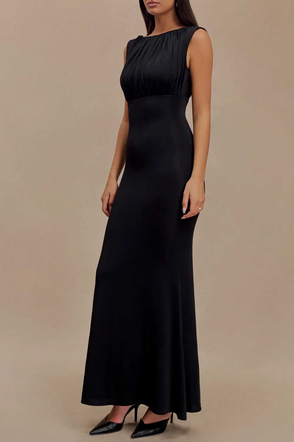 Slinky Ruched Maxi Dress