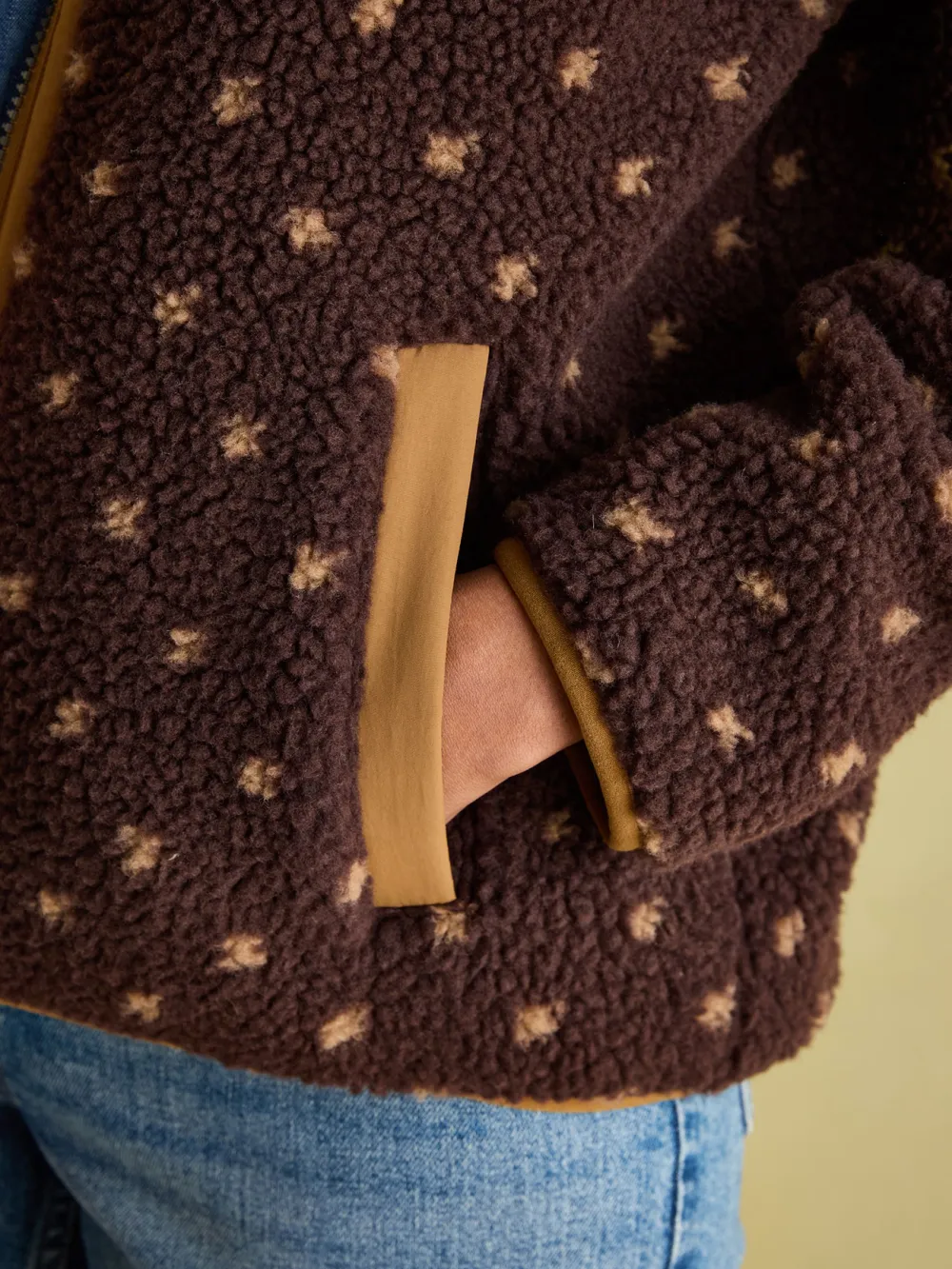 Chocolate Brown spot Borg Fleece Jacket