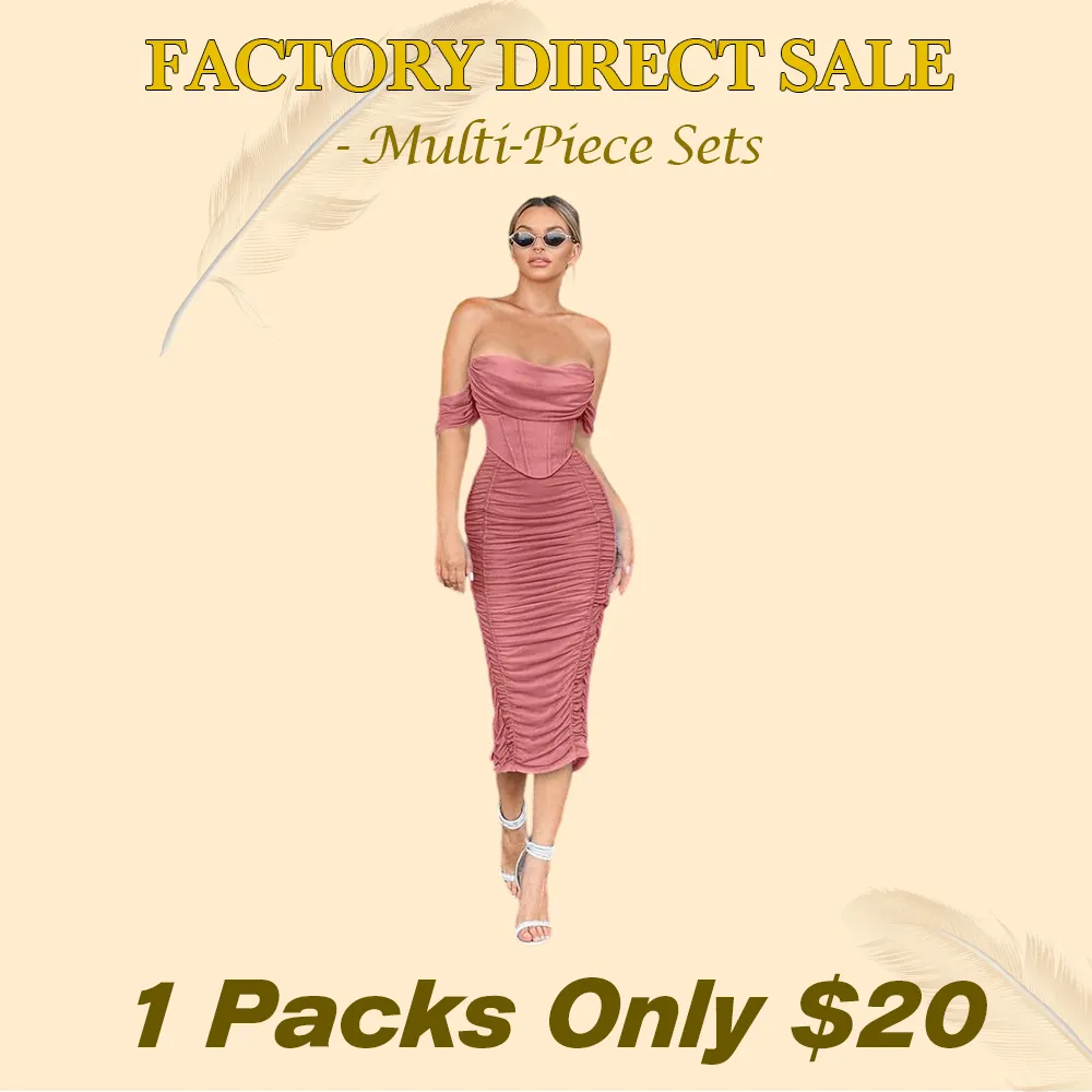 Women's Off The Shoulder Cocktail Midi Dress with Built-in Bra Ruched Bodycon Corset for Fall Homecoming Wedding Guest Formal Party - Sleeveless