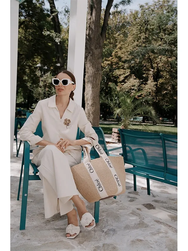 Women's Shirt Pants Sets Black Dark Navy Camel Plain Long Sleeve Casual Daily Vintage Fashion Streetwear V Neck Regular Fit Fall & Winter