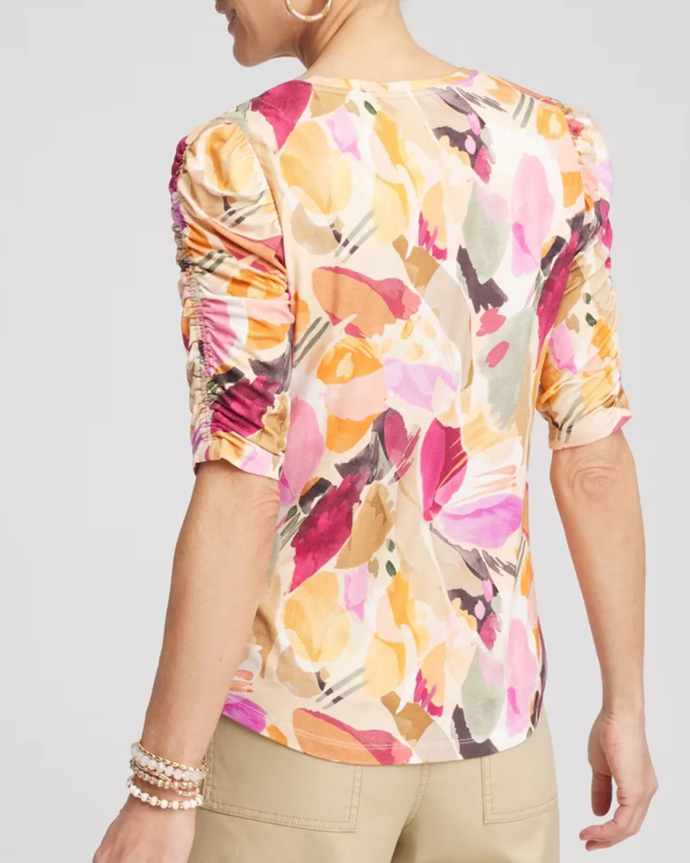 Abstract Print Puff Sleeve Tee