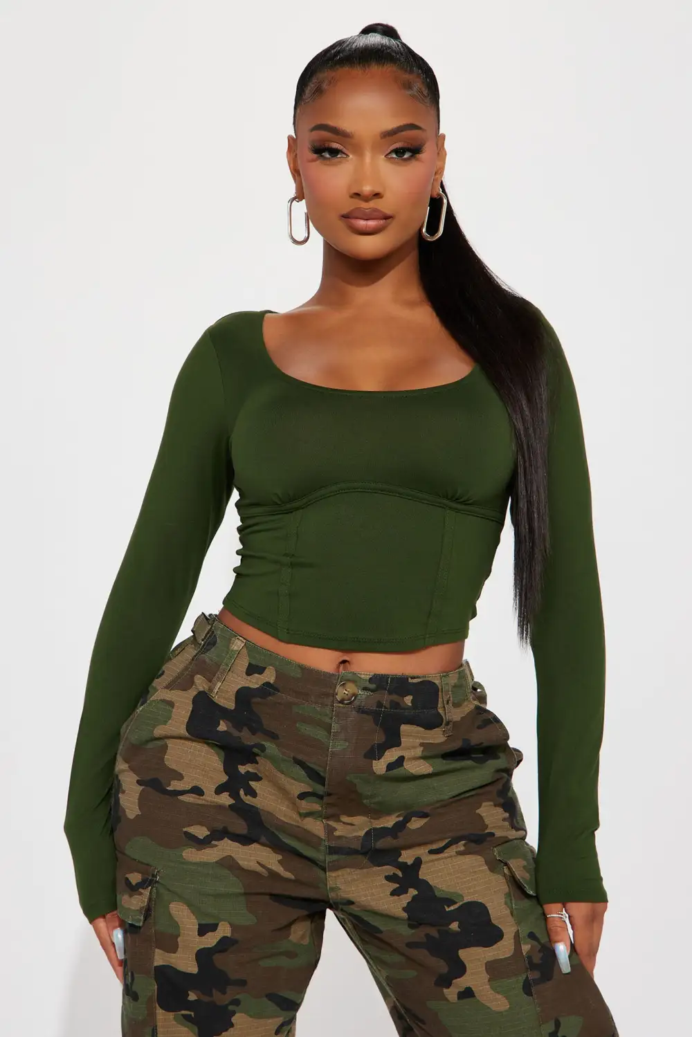 Angelica Scoop Neck Top - Green