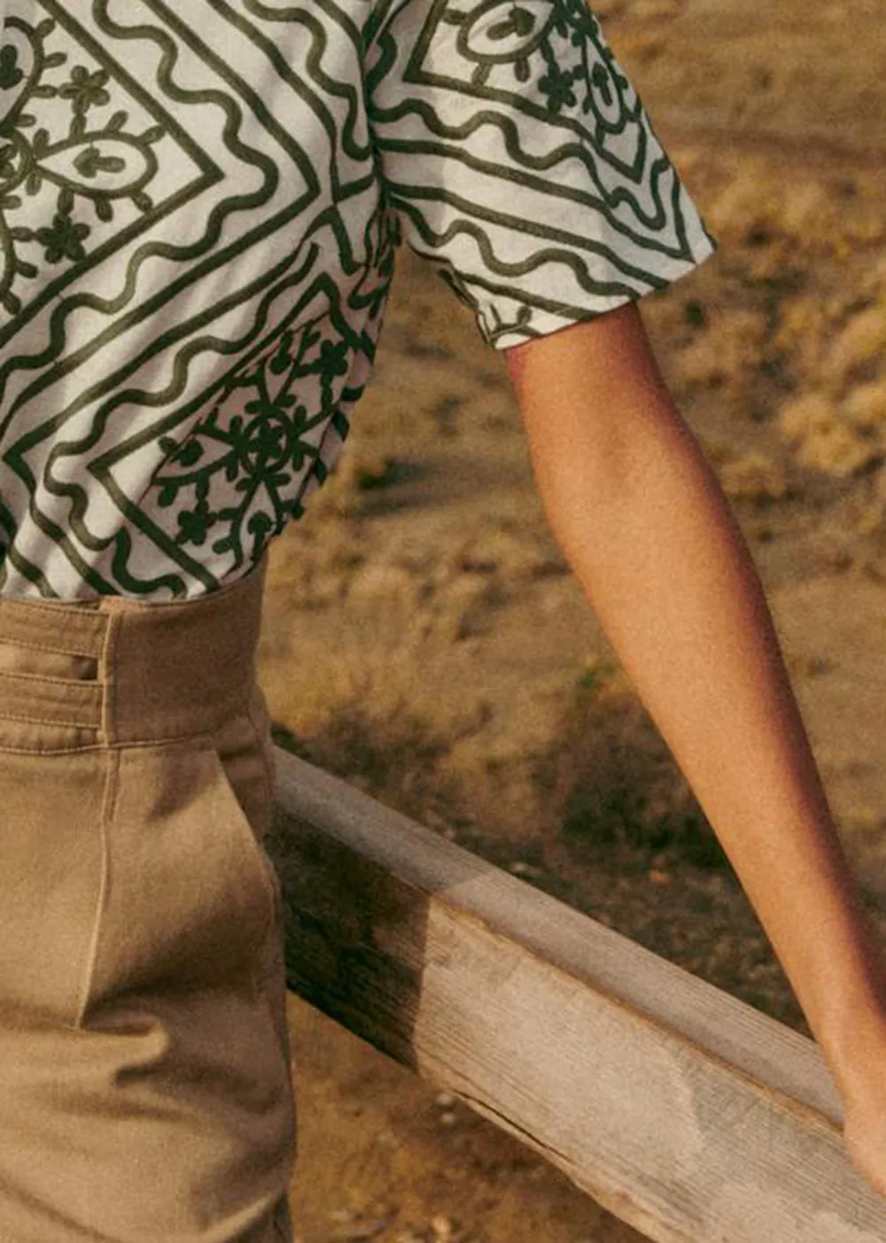 Beige High Rise Straight Leg Pants