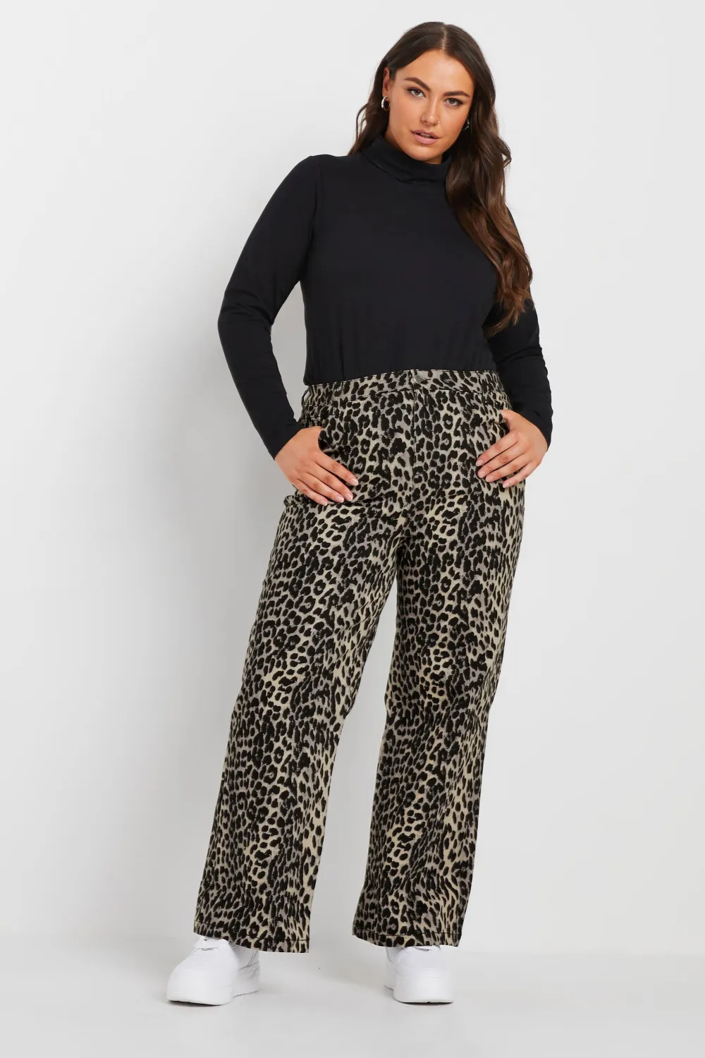 LIMITED COLLECTION Curve Grey Snake Print Wide Leg Jeans