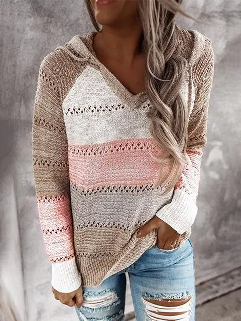 Hollow Out Knitted Lightweight Casual Long sleeve Tops