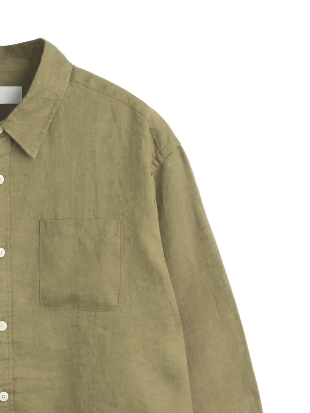 Casual Style Long Sleeve Green Linen Shirt