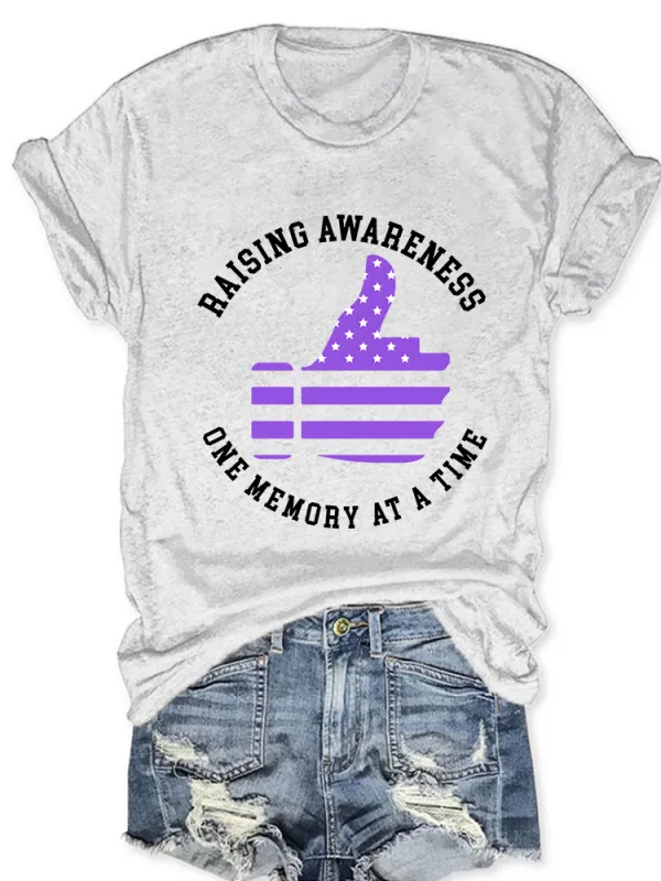 Women'S Raising Awareness One Memory At A Time Round-Neck Short-Sleeved T-Shirt