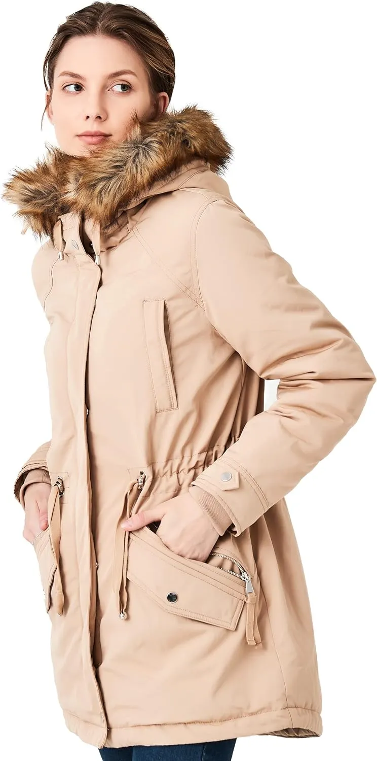 Women's Winter Coats Fleece Lined Parka Jacket Hooded Long Winter Warm Parka Coat with Pockets