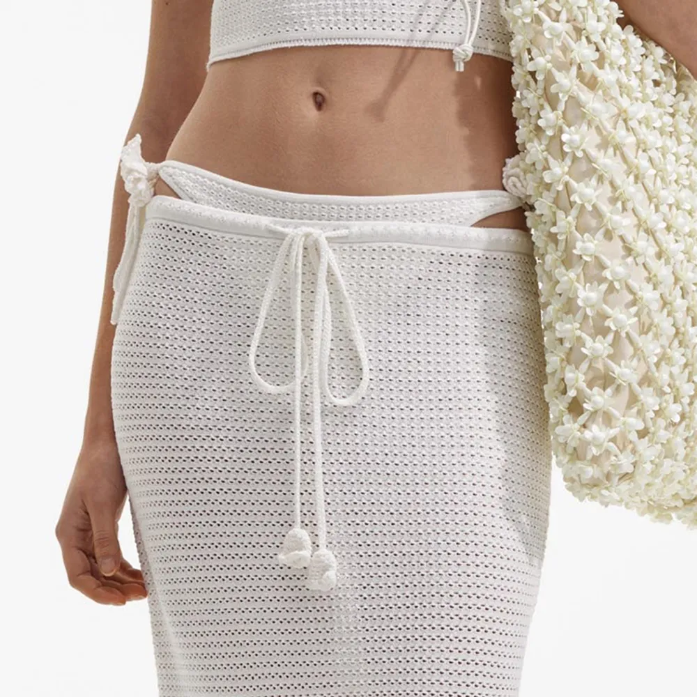 White Crochet Maxi Skirt
