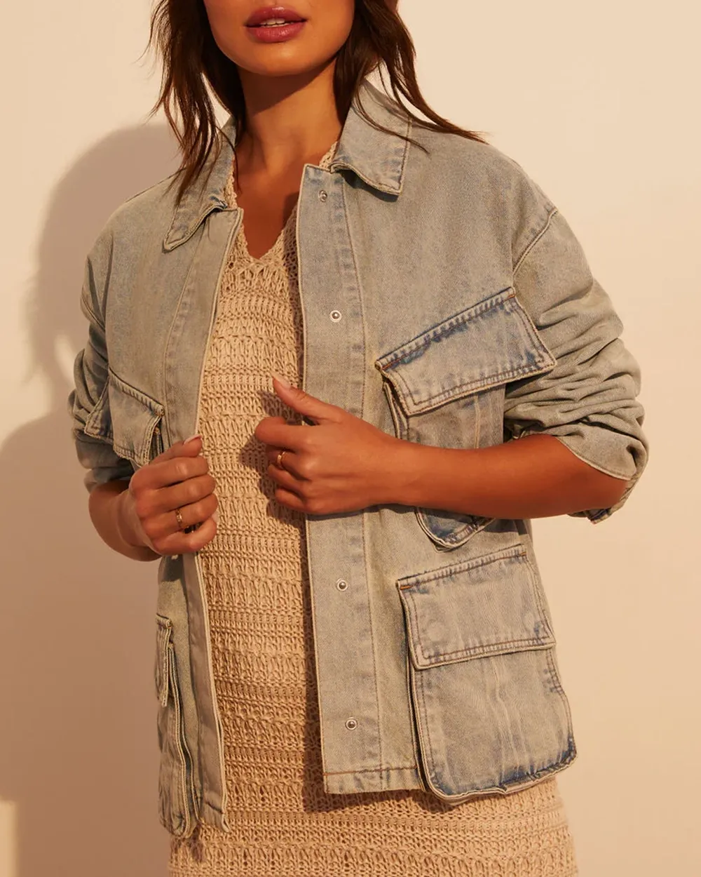 Pocketed Light Wash Denim Jacket