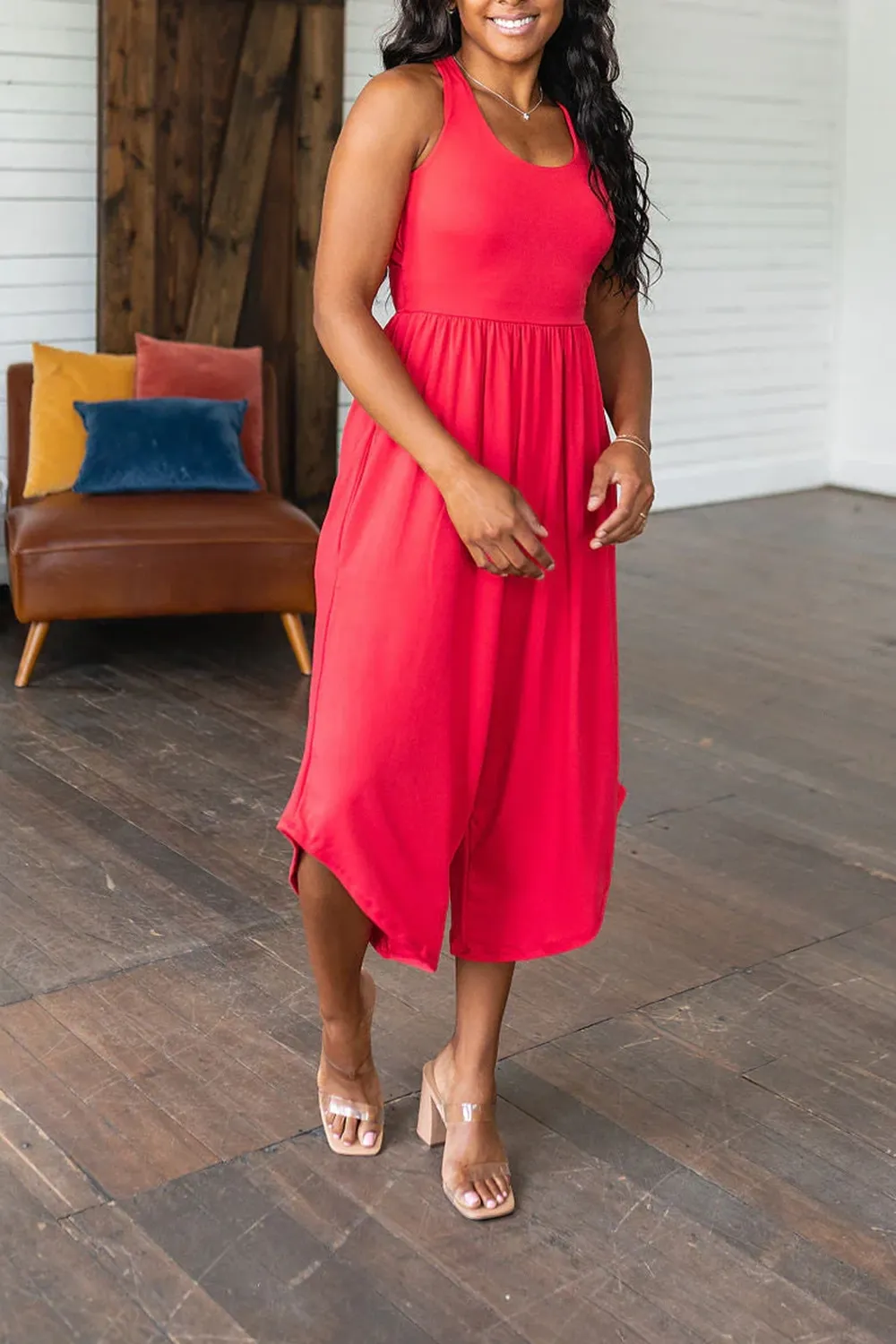 Red Daily Loose Personality Jumpsuit