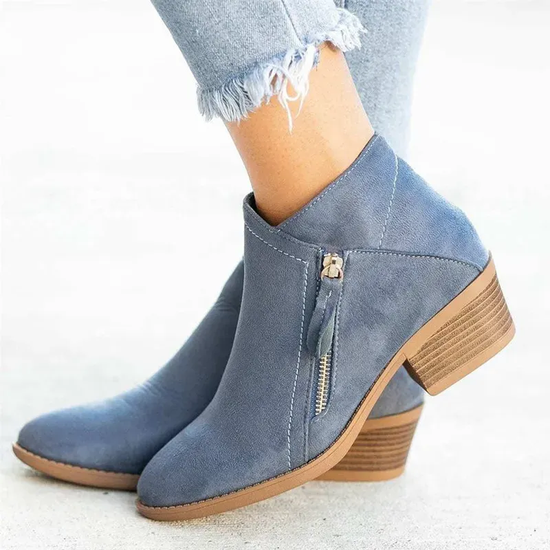 Women's Fashion Low Heel Ankle Boots