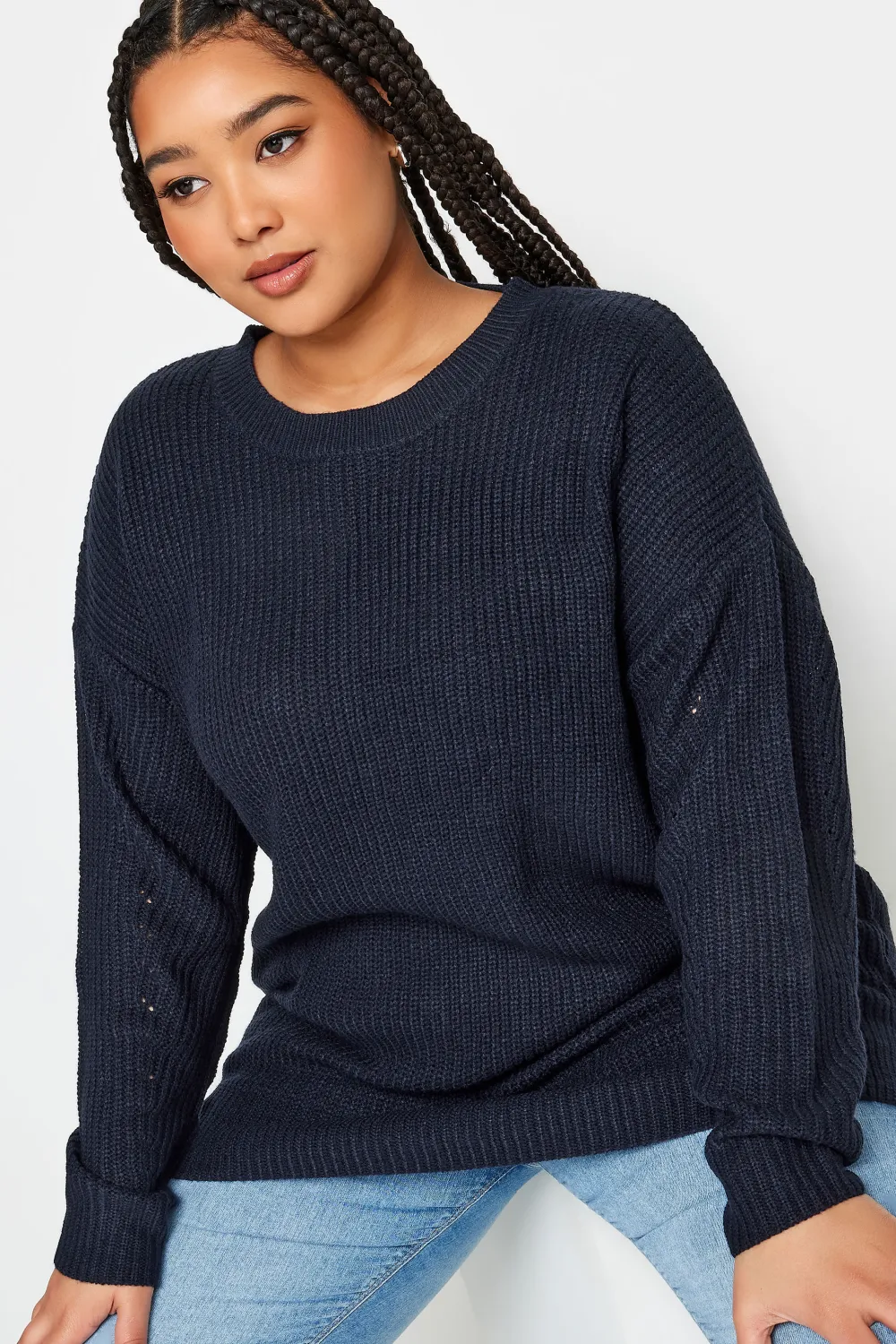 YOURS Curve Grey Drop Shoulder Knitted Jumper