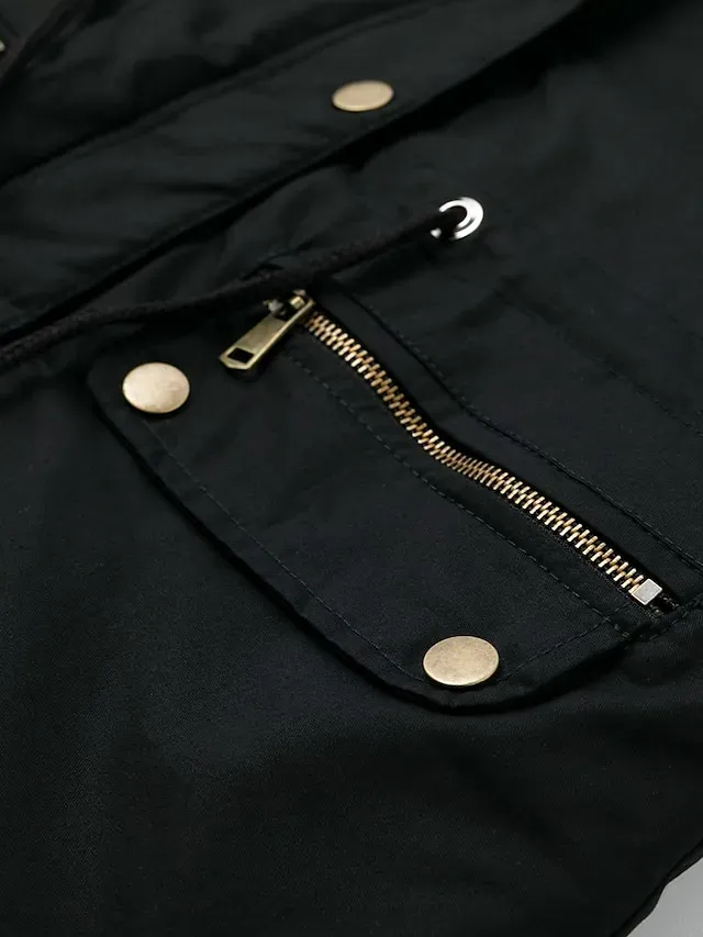 Women's Winter Coat Fleece Lined Puffer Jacket Drawstring Hooded Parka Thermal Warm Heated Jacket with Poackets Fall Long Coat Windproof