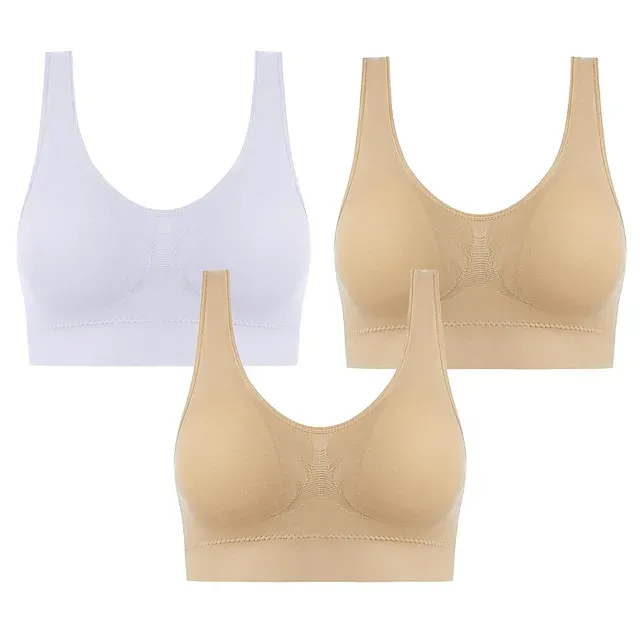 3 Packs Sports Bra for Women High Support with Removable Pad Wireless Yoga Fitness Gym Workout Bra Top Sport Activewear High Impact Breathable Comfortable Stretchy