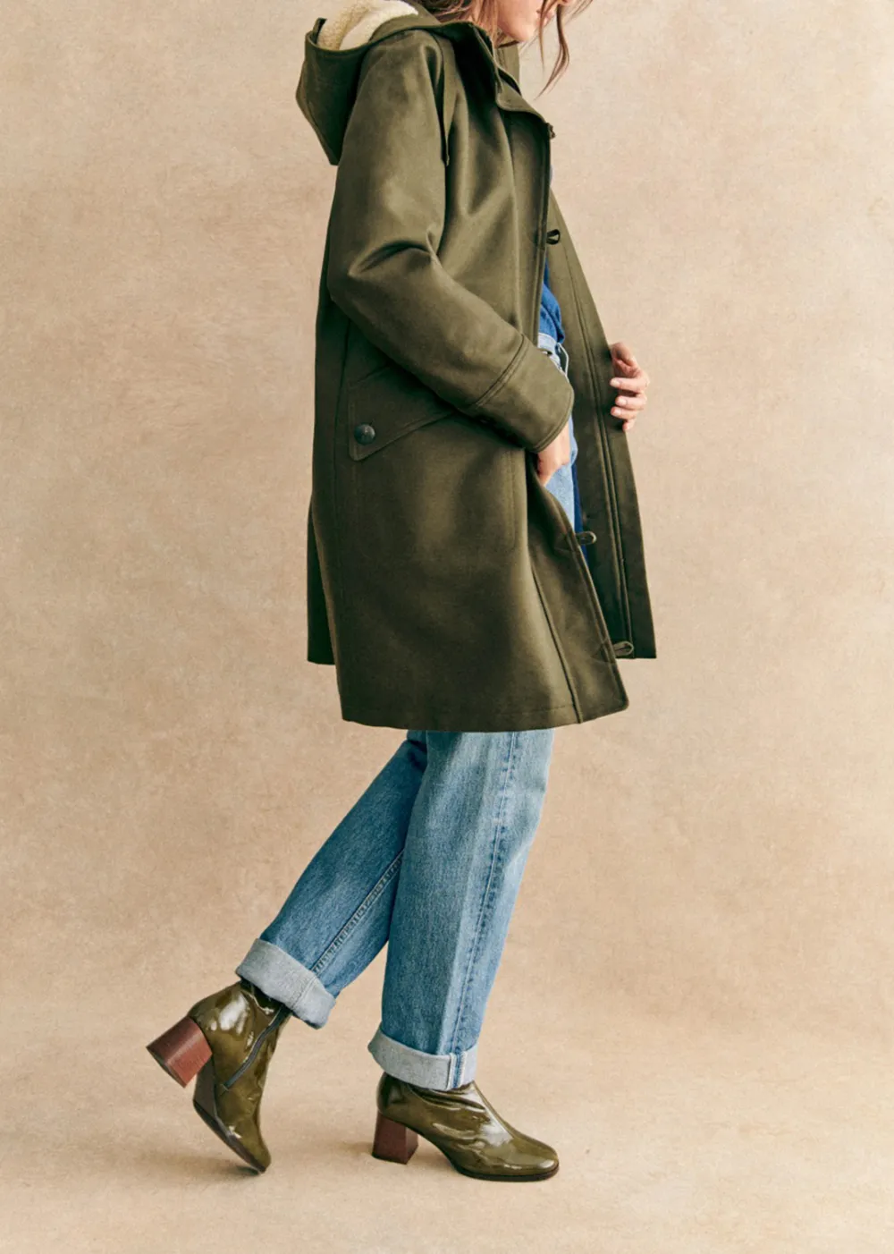 Military Green Quilted Hooded Parka