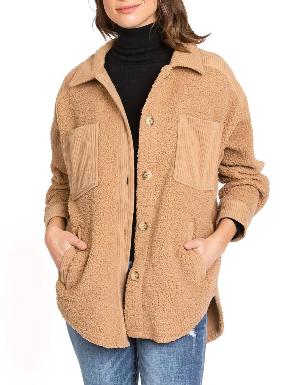 Button Up Sherpa Shacket