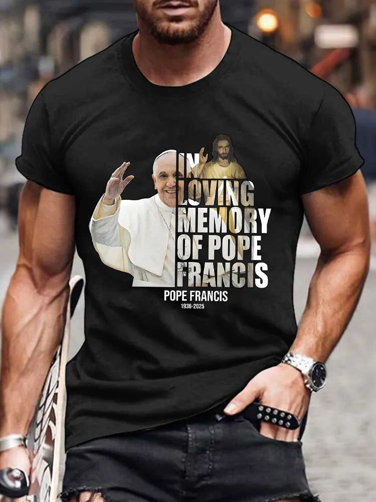 Men's In Loving Memory Of Pf 1936-2025 Print Short Sleeve Round Neck Cotton T-Shirt