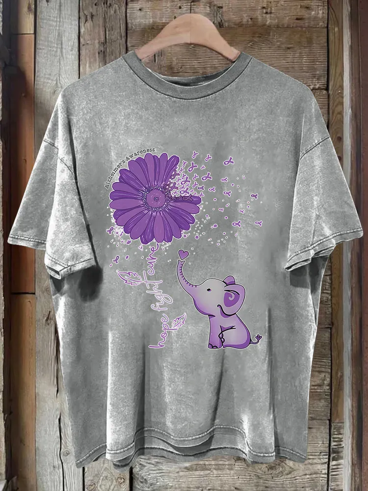 Men'S Alzheimer'S Awareness Letter Pattern Printed T-Shirt