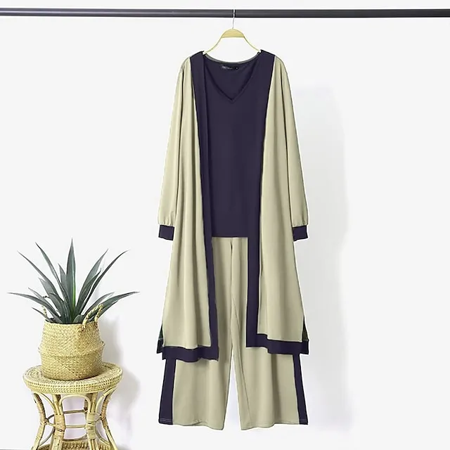 Women's Lounge Sets 3-Piece Sweatsuit Outfits Soft Vest Long Sleeve Open Front Cardigan Top Hight Waist Trouser Pant