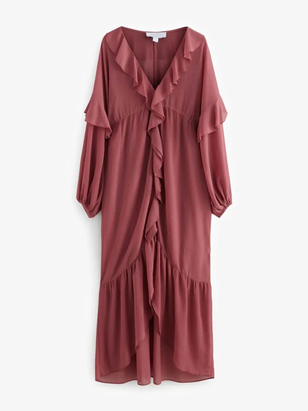 Pink Light And Elegant Dress With Lotus Leaf Hem