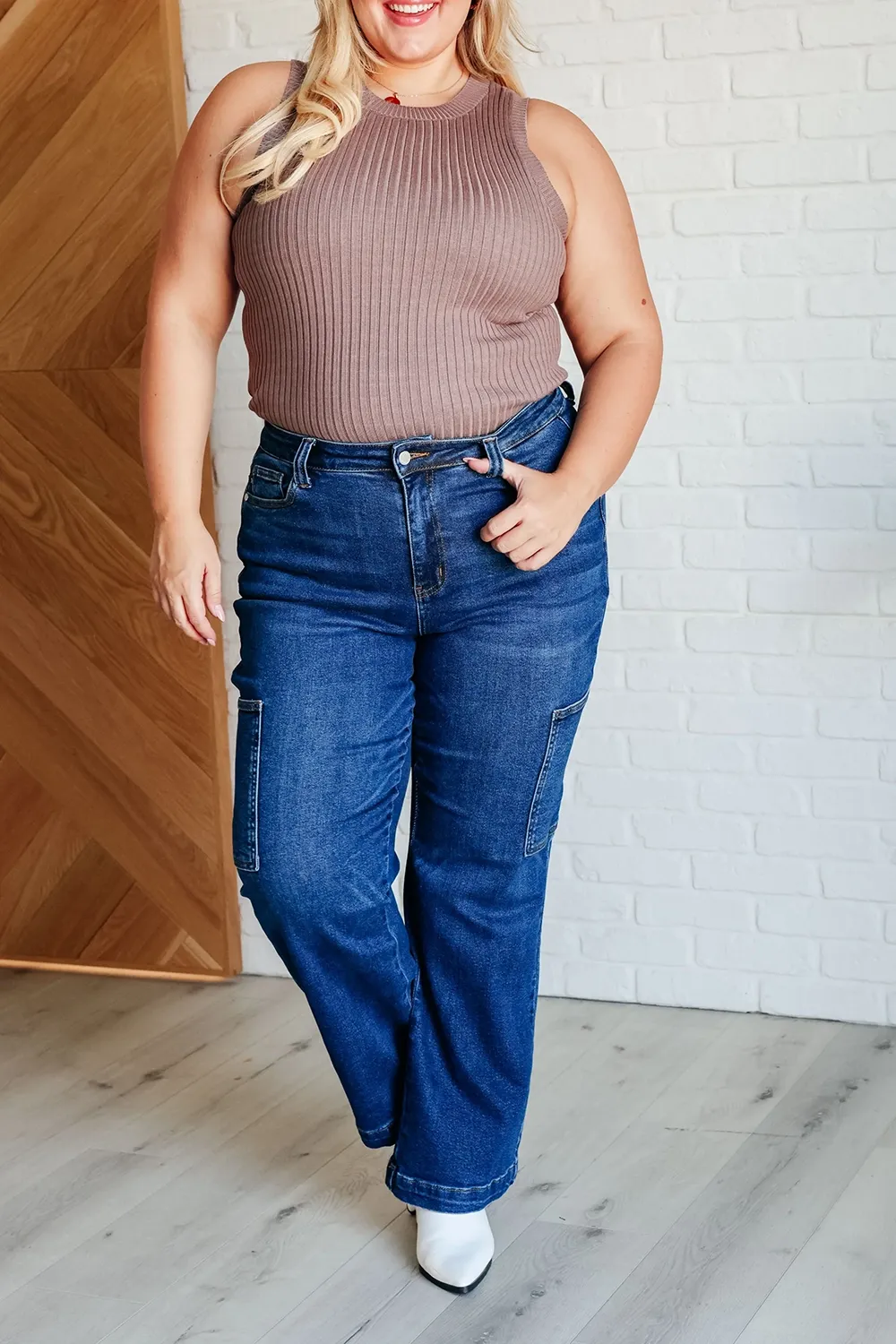 Comfortable Striped Texture Brown Knitted Top