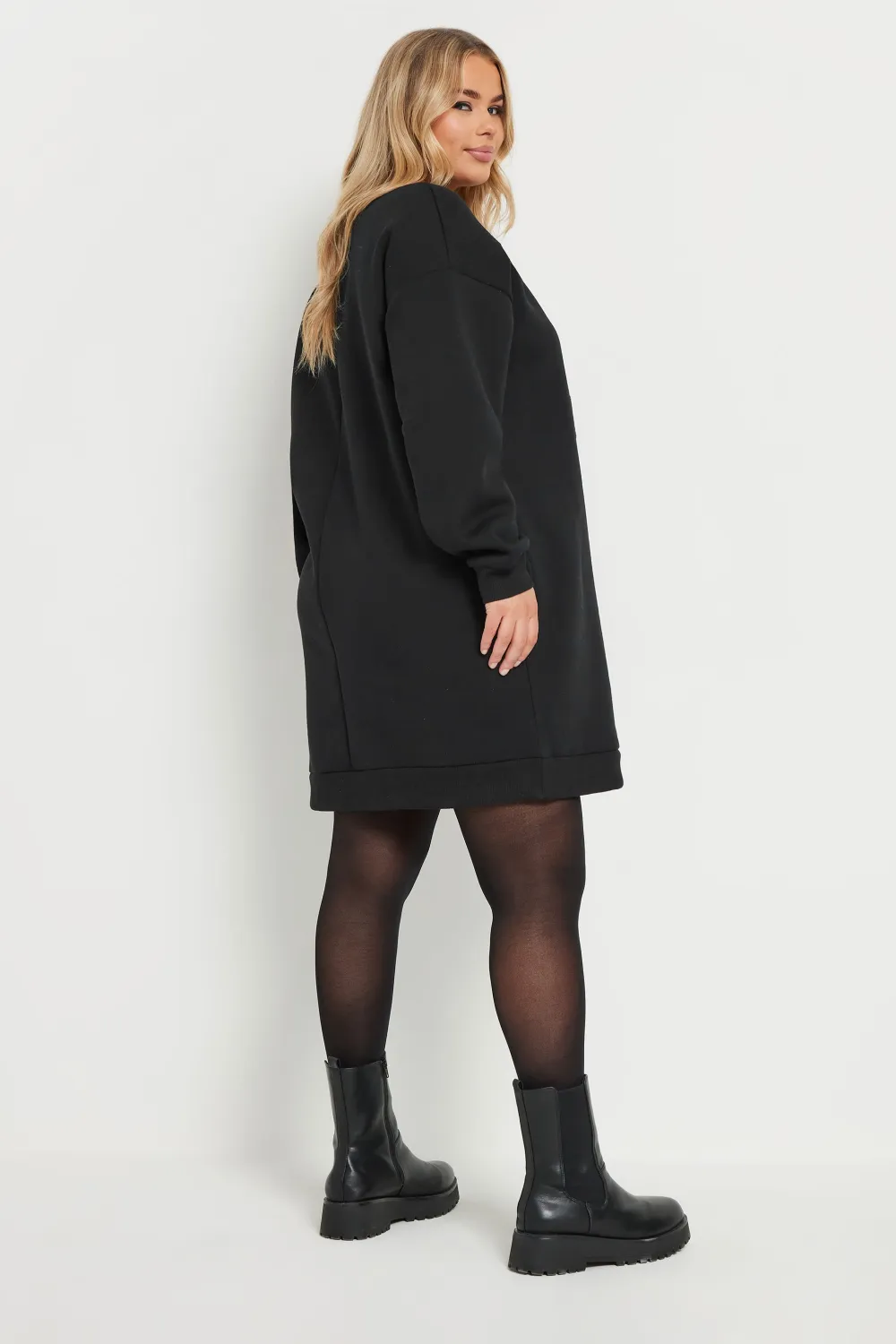YOURS Curve Black 'Merry Christmas' Teddy Bear Sweatshirt Dress