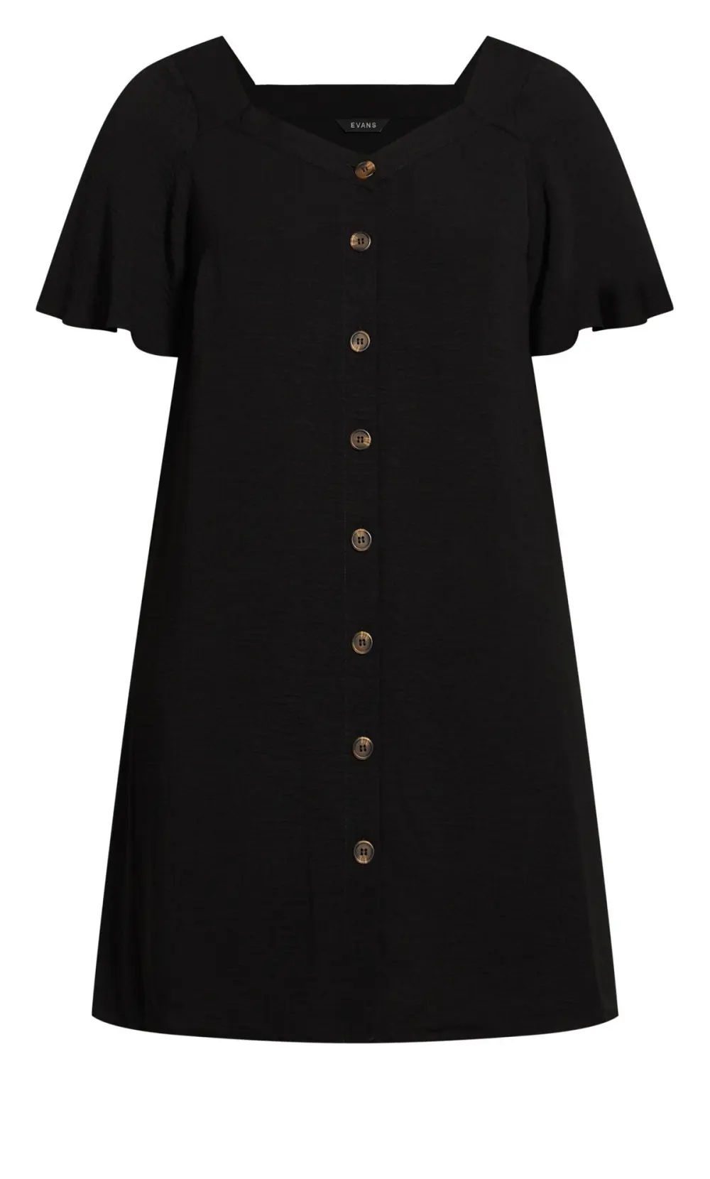 Evans Black Button Through Mini Dress