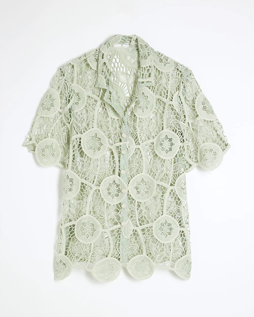 Fashionable And Stylish Floral Hollowed-Out Ladies Shirts