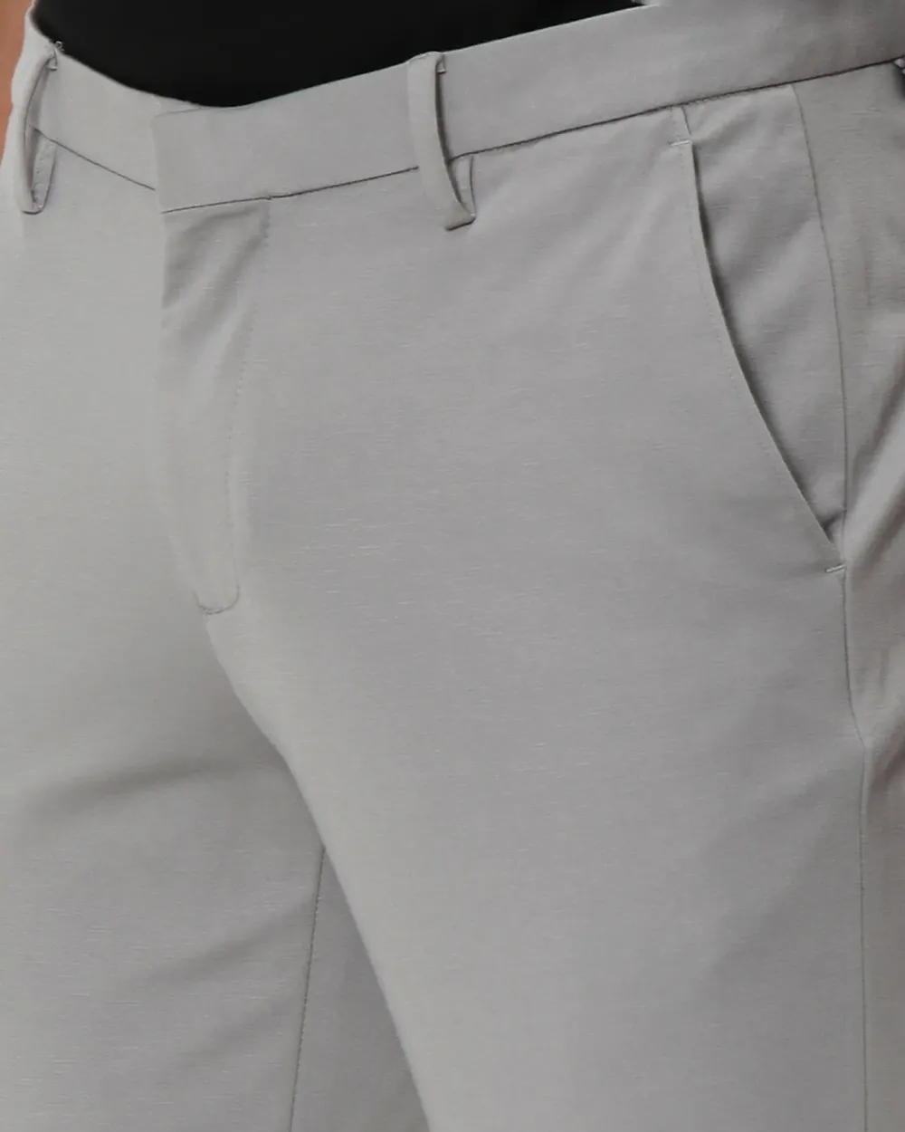 Classic Versatile Soft Slim-Fit Straight-Leg Grey Trousers