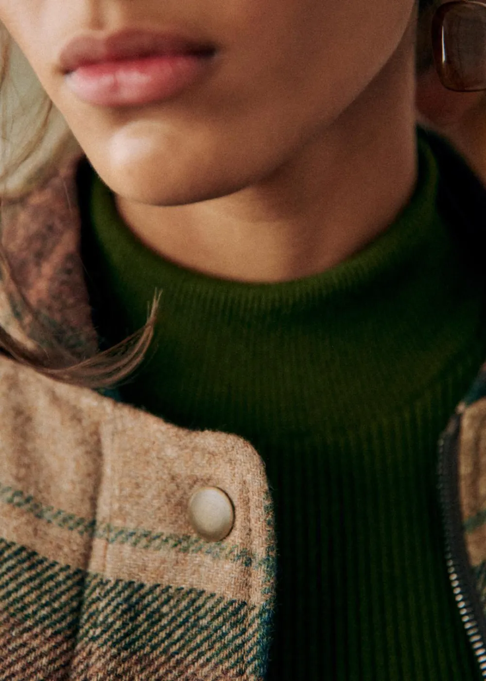 Checked Wool Bomber Coat