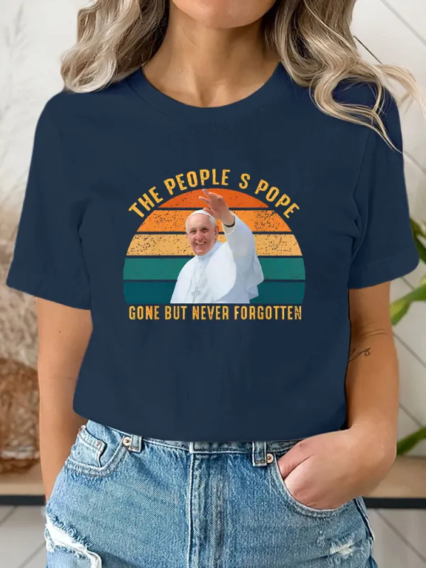 Women's The People Gone But Never Forgotten Print Short Sleeve Round Neck Cotton T-Shirt