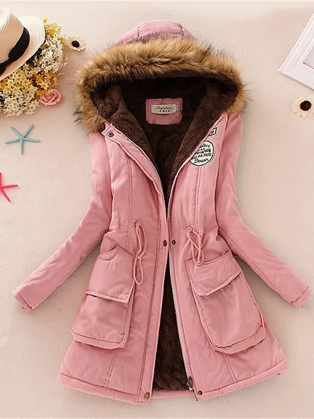 Women's Winter Coat Fleece Lined Parka Thermal Warm Windproof Puffer Jacket with Pocket Hooded Heated Jacket Fall Outerwear Drawstring Outdoor Street Fashion Casual Outerwear
