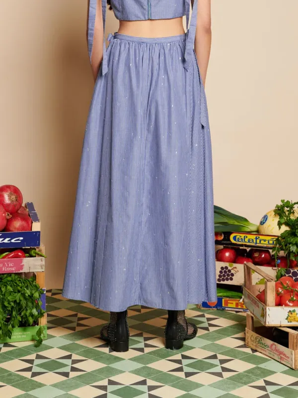 Casual Style Stripe Midi Skirt