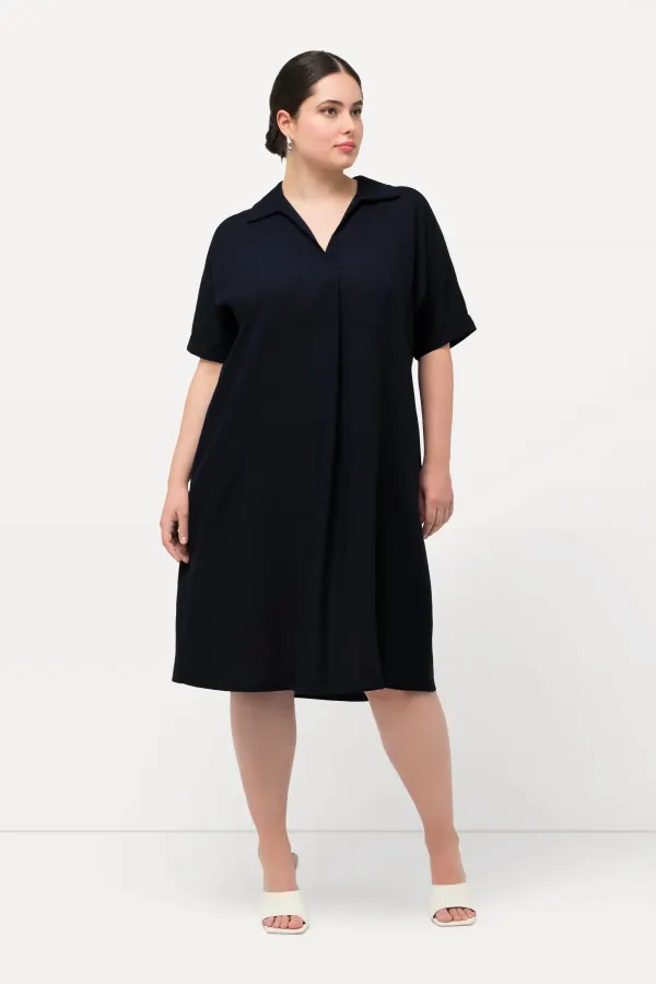 Minikleid Oversized Hemdkragen V-Ausschnitt, Halbarm