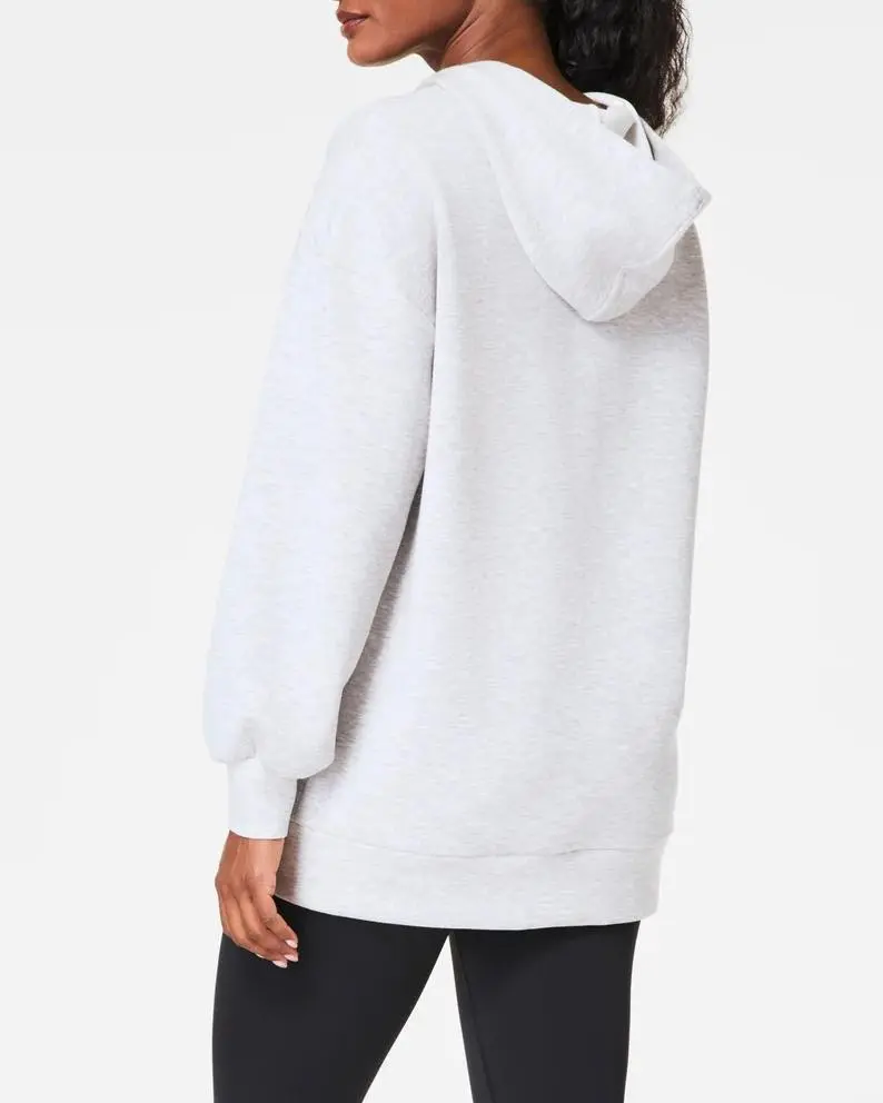 Brushed Full Zip Hoodie - Pale Heather Grey