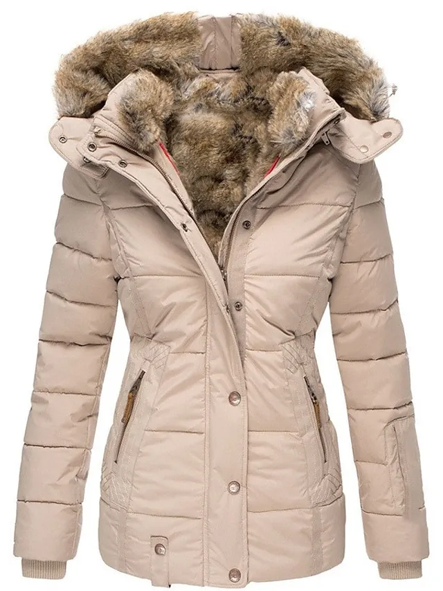 Women's Winter Parka Fleece Lined Puffer Jacket with Hood（🛒Clearance Sale🛒）