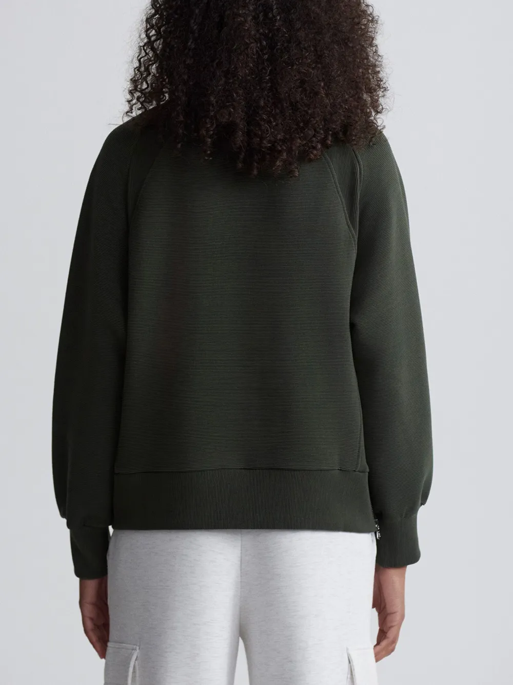 Modern Crew-Neck Side-Zip Textured Sweatshirt